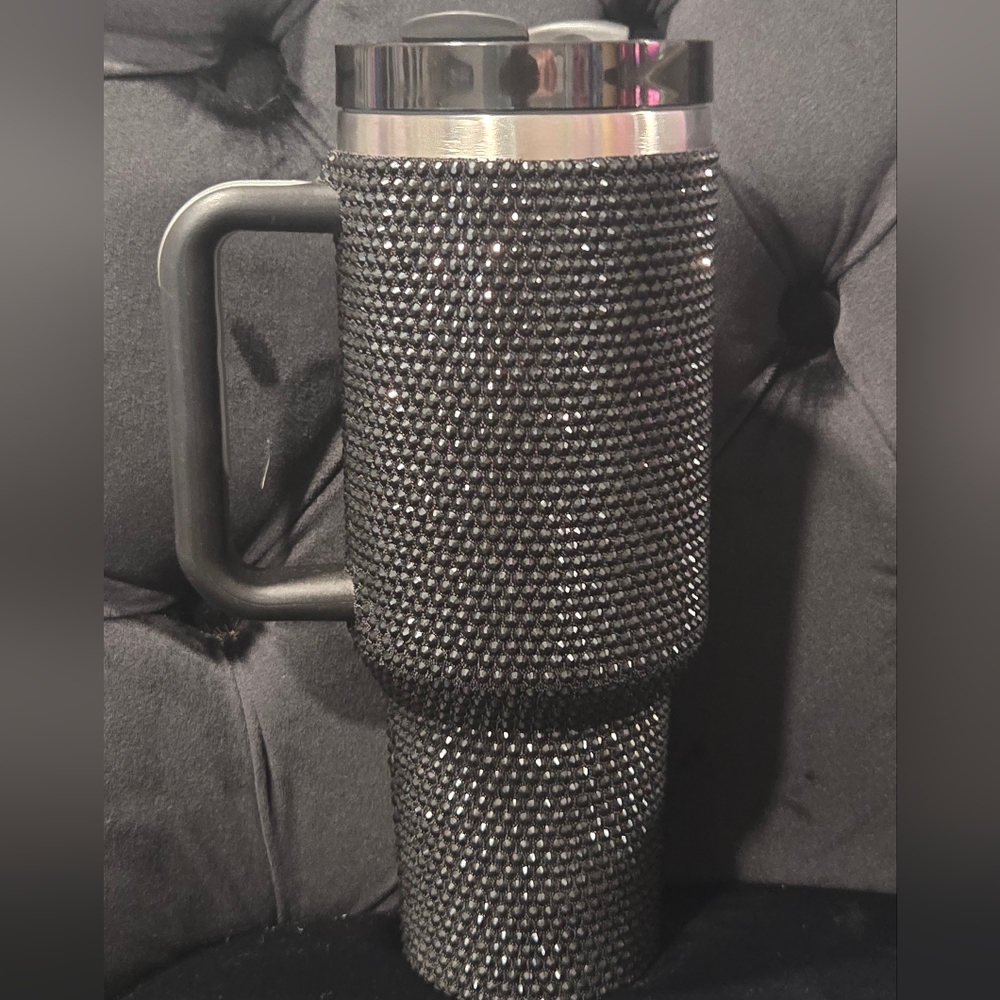 Black Rhinestone Travel Mug